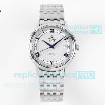 A+ Factory Replica Omega De Ville Prestige 39.5mm Co-Axial 2892 Silver Face Stainless Steel Watch 